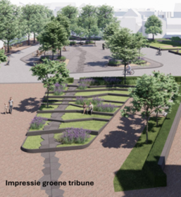 artist impression van een park met banken